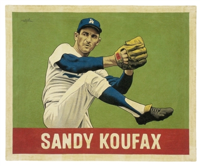 "A Baseball Card That Never Was: Sandy Koufax (1948 Leaf)" Original Canvas Artwork 30x25 by Arthur Miller
